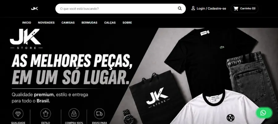 Pagina inicial da JK Store