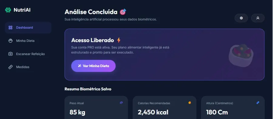 Tela de analise do Nutri AI